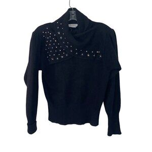 Richard and Co. Vintage Women Sweater Size Large Embellished Angora Shawl Collar